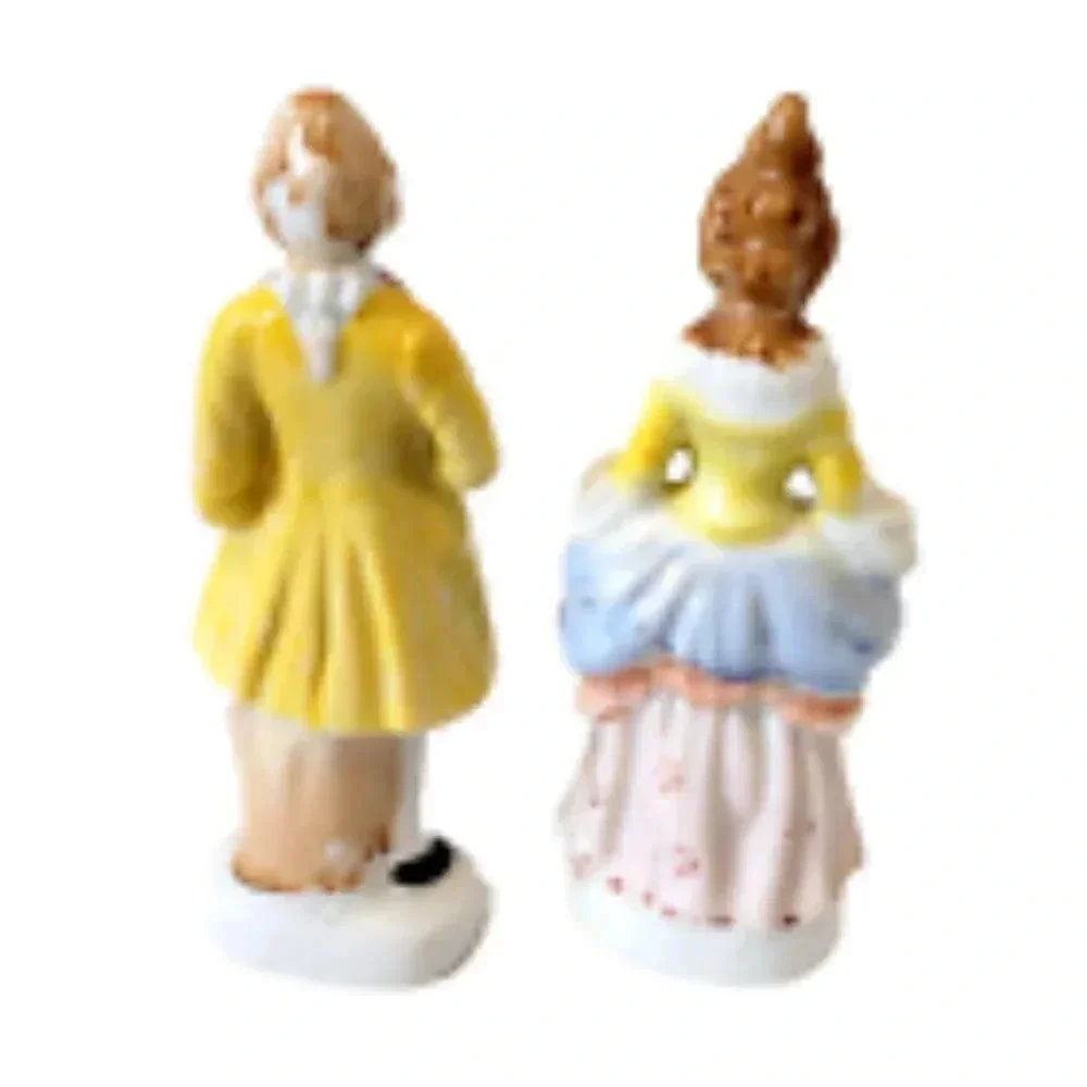 Vintage Porcelain Colonial Figurines Man Woman Statuettes Couple Yellow Pink 5